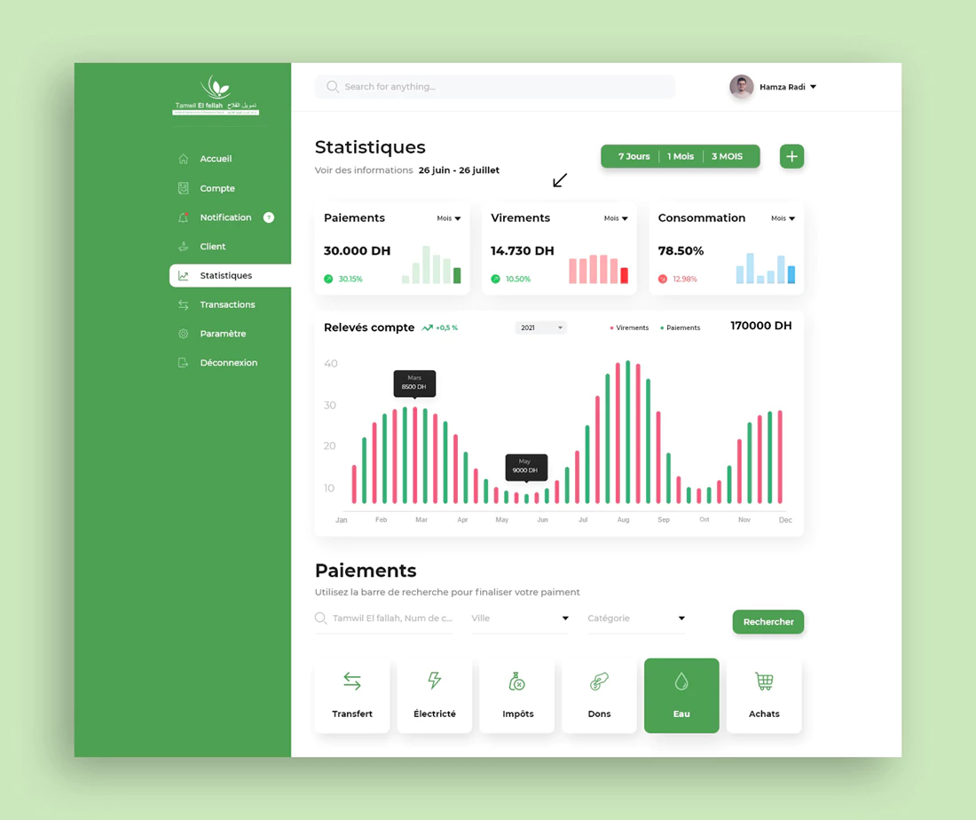 Projet dashboard Tamwil - Interface d'analyse financière